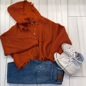Raw Hem Cropped Sweater